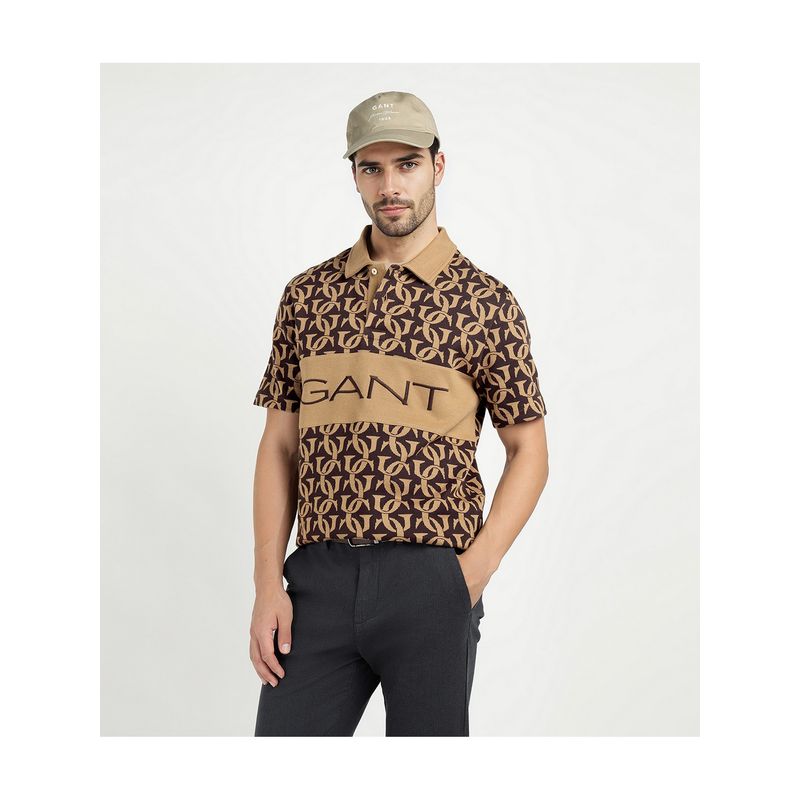 GANT Men Brown Logo Polo T-Shirt (M)