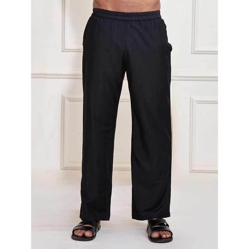 Vastramay Men Black Solid Viscose Pant Style Pyjama (36)
