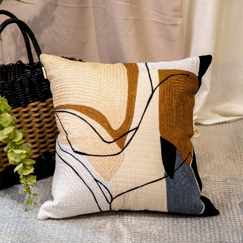 45x45cm Grey Geometric Cushion Cover – Monogram 'H' Throw – Avalon Style – UK