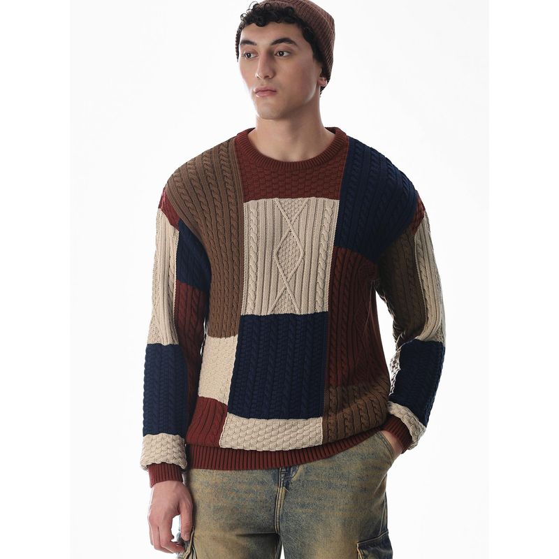 Jack & Jones Mens Oversized Multicolor Sweater (M)