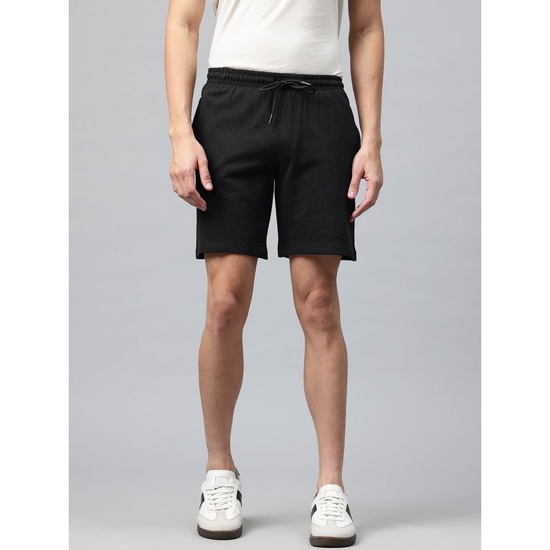 TOM BURG Black Men Mid-Rise Cotton Side Zipper Pocket Shorts (2XL)