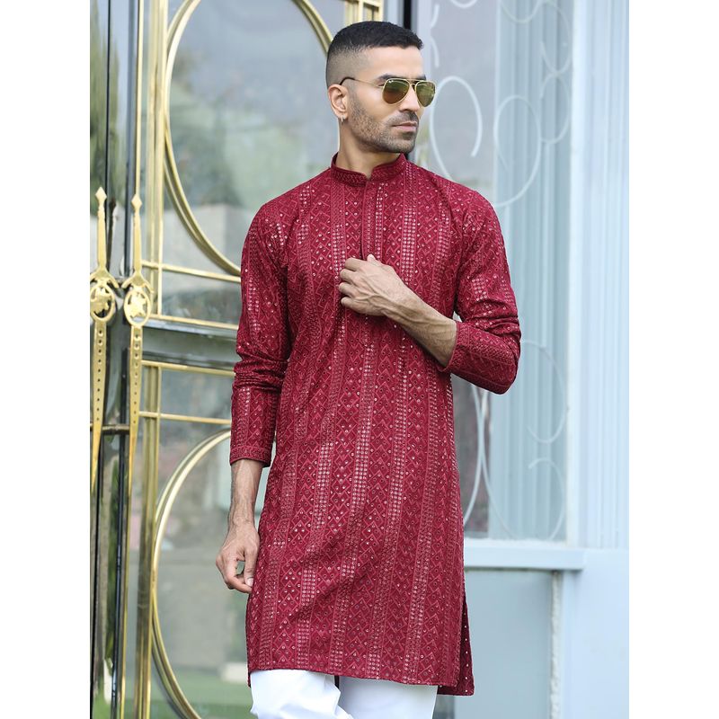 Kraft India Maroon Embroidered Regular Fit Kurta (36)