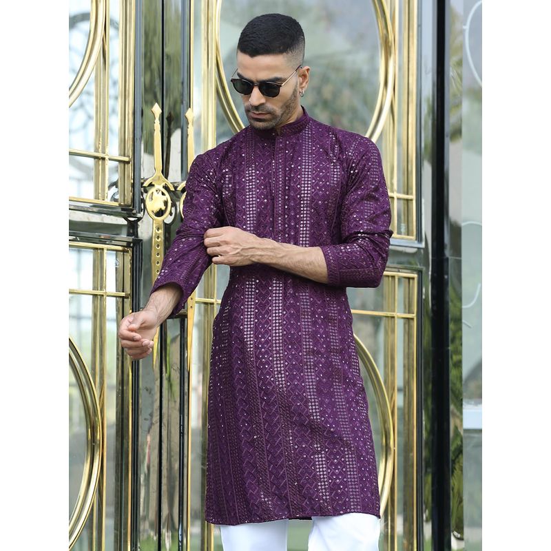 Kraft India Purple Embroidered Regular Fit Kurta (42)