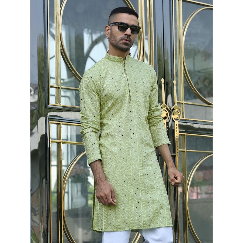Kraft India Green Embroidered Regular Fit Kurta (44)