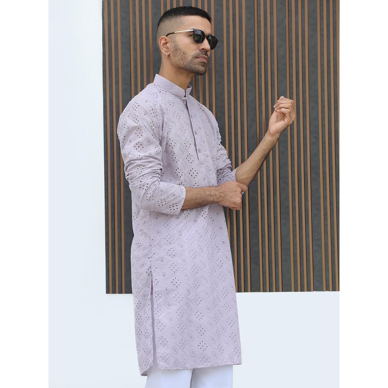 Kraft India Lavender Self Design Regular Fit Kurta (36)