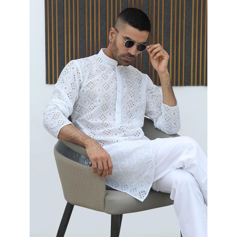 Kraft India White Self Design Regular Fit Kurta (44)