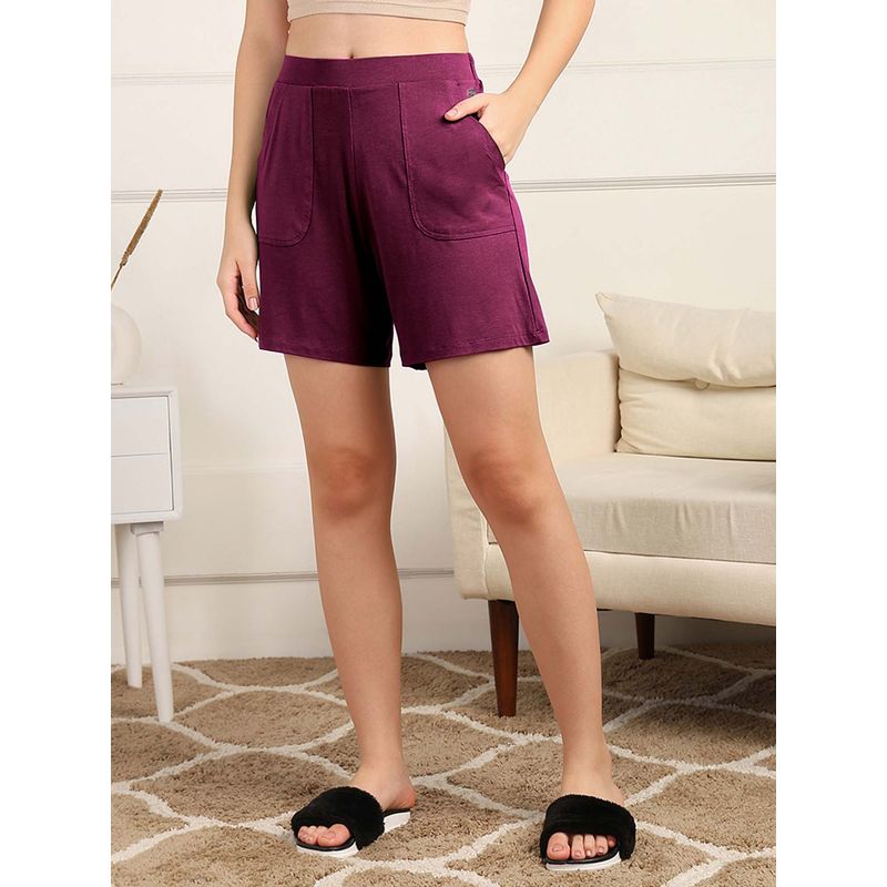Zelena Women Mid Rise Viscose Maternity Shorts with Pockets (M)