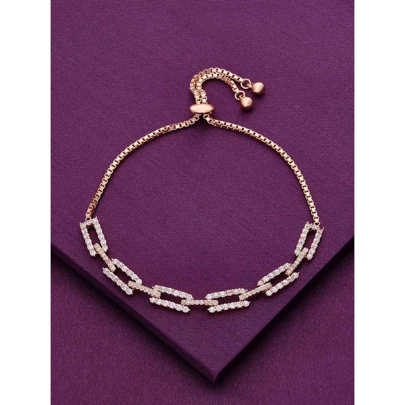 Jack Adjustable Rose Gold Chain Bracelet in Raspberry Crystal main image 0