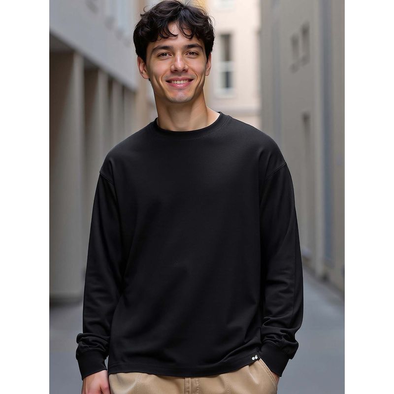 Bewakoof Men's Black Oversized T-shirt (S)