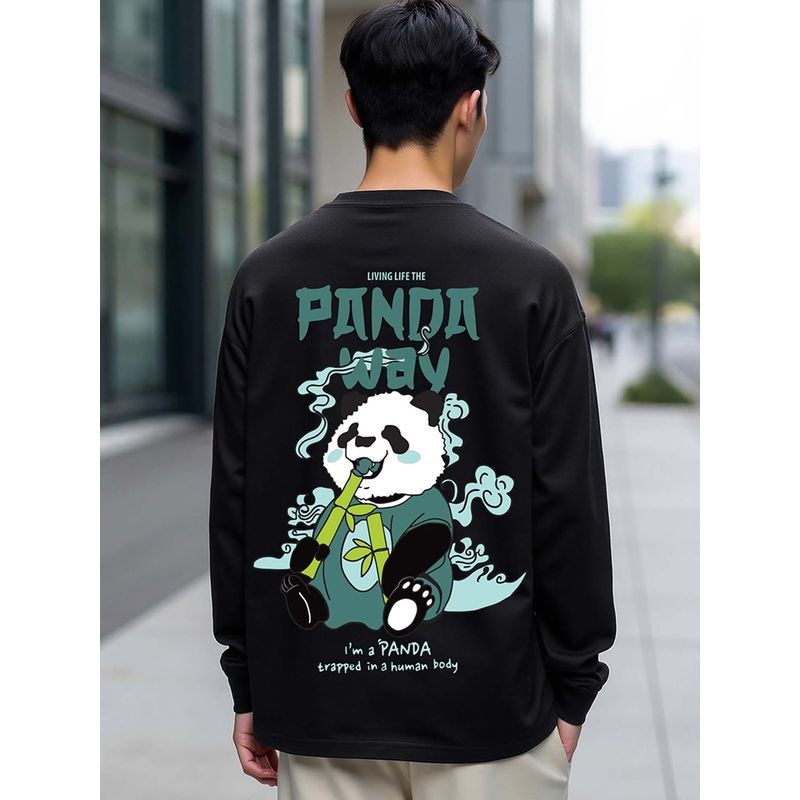 Bewakoof Men's Black The Panda Way Graphic Printed Oversized T-shirt (2XL)