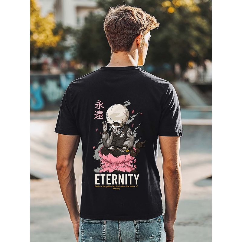 Bewakoof Men's Black Eternity Graphic Printed T-shirt (L)