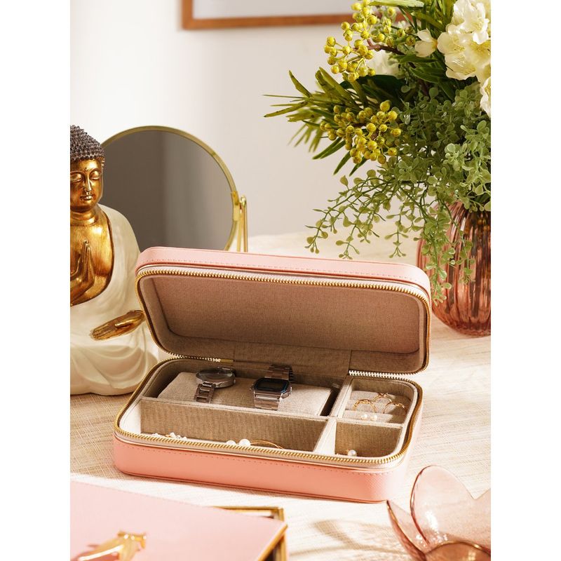 Buy Pure Home Living Pink Rectangle Faux Leather Jewellery Box