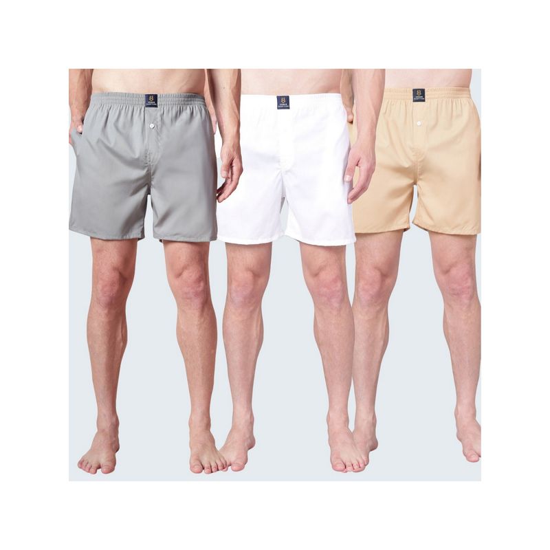 Urban Scottish Multi-Colour Solid Boxers (Pack of 3) (S)
