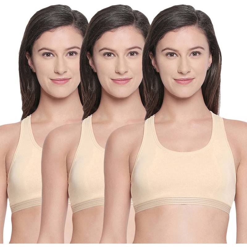 Bodycare Racerback Sports Bra-Pack Of 3 - Nude (36B)