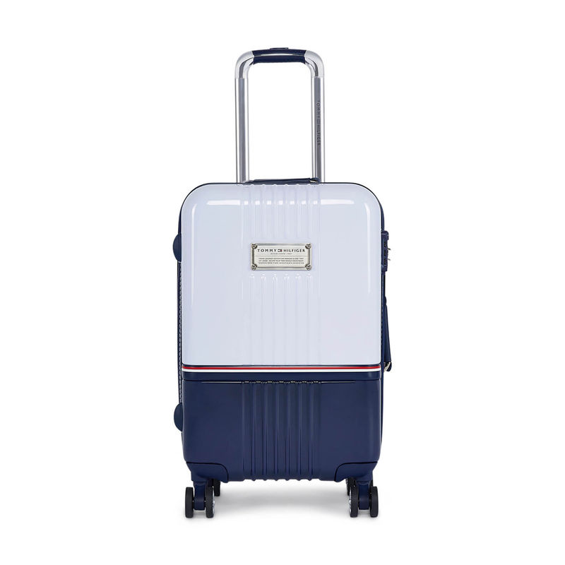 Tommy Hilfiger Unisex Twins Pro Hard Luggage Trolley Bag - White & Navy (M)