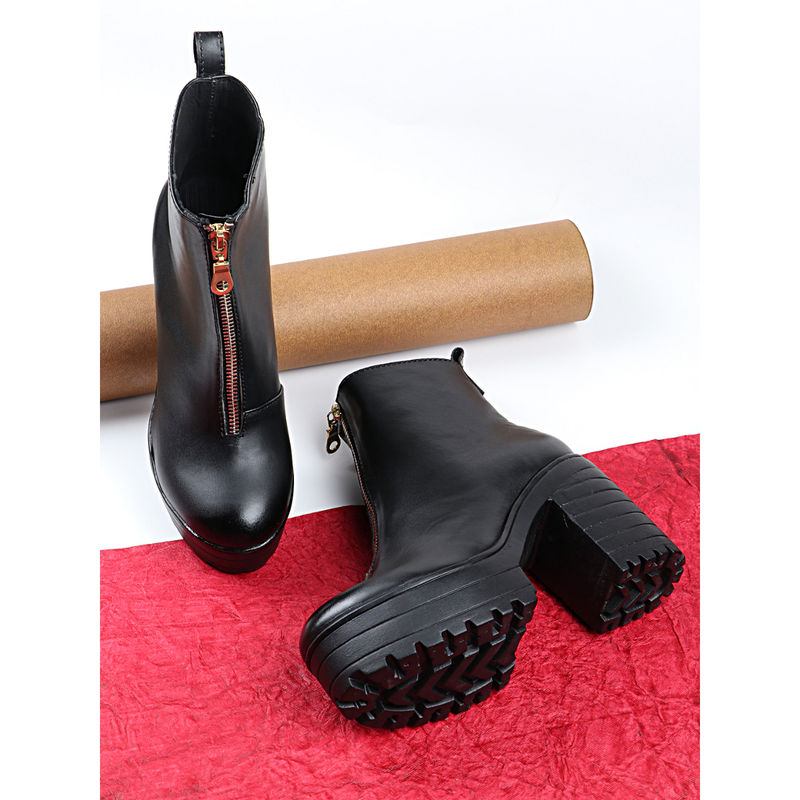 Shoetopia Women Solid Black Boots (EURO 39) (EURO 39)