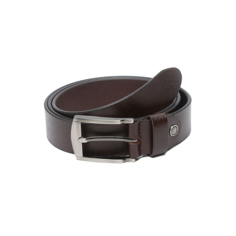 Teakwood Men Brown Textured Genuine Leather Belt (34)