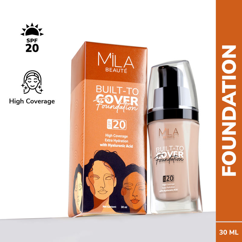 Mila Beauté Built To Cover Liquid Foundation With SPF 20 & Hyaluronic Acid - L2 Pink Ivory
