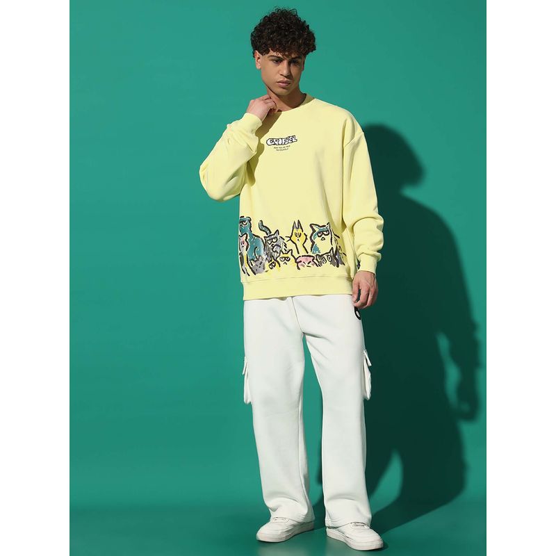 Griffel Emoji Cats Oversized Yellow Sweatshirt and Trackpant (Set of 2) (S)