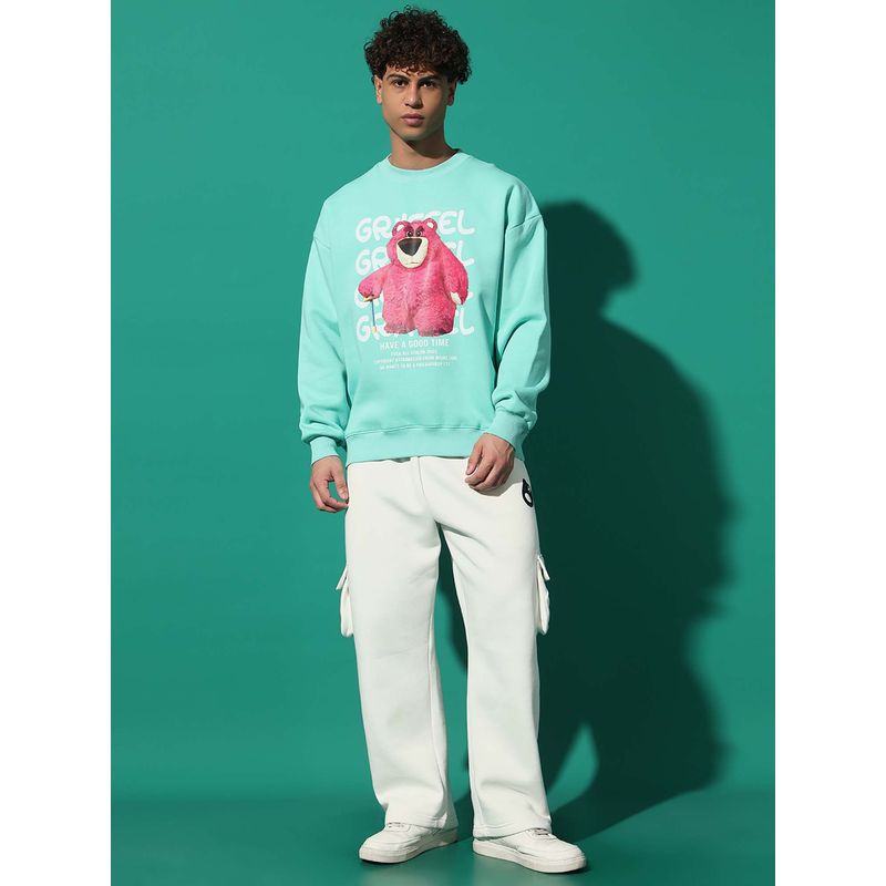 Griffel Teddy Regular Fit Sea Green Sweatshirt with Trackpant (Set of 2) (M)