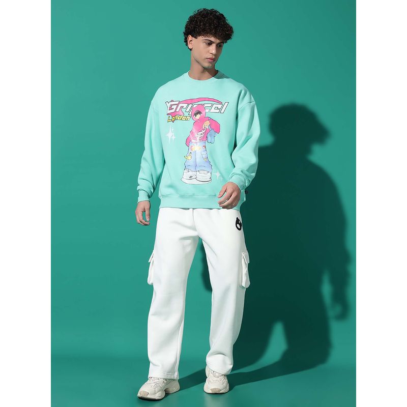 Griffel Cool Kid Oversized Sea Green Sweatshirt and Trackpant (Set of 2) (M)