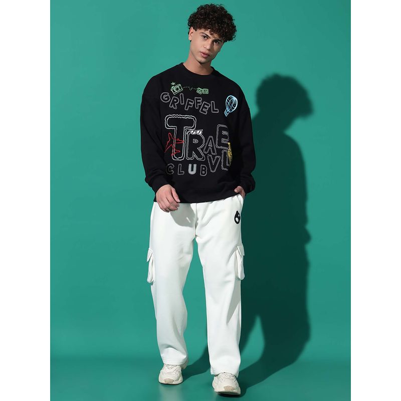 Griffel Travel Oversized Black Sweatshirt and Trackpant (Set of 2) (2XL)