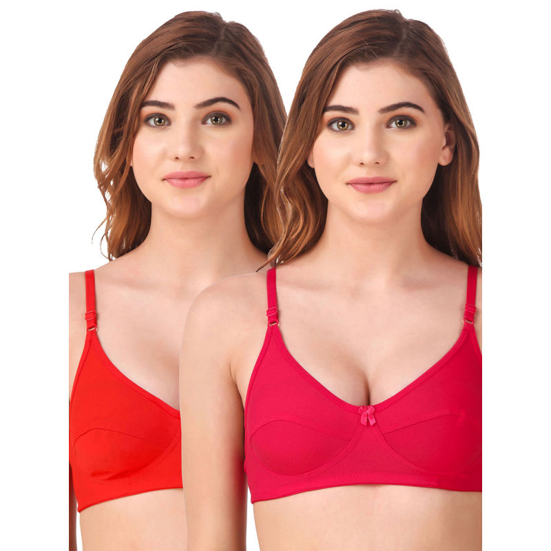Fasense Women's Cotton Solid Color Wire Free Non Padded Bra (pack Of 2) - Multi-Color (32B)