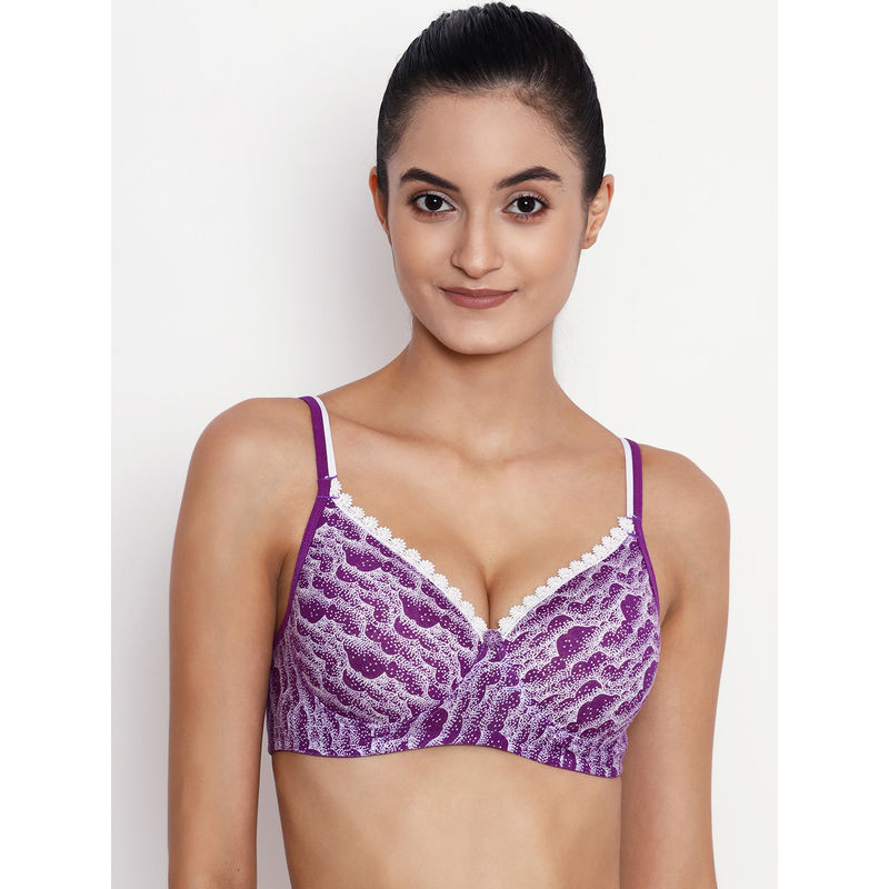 Abelino Printed Lightly Padded Push-up Bra - Purple (36B)