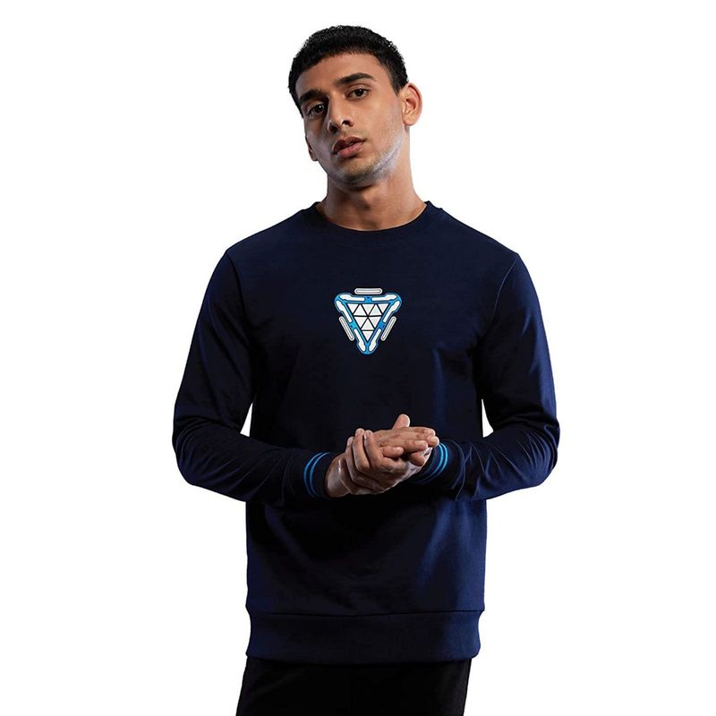 The Souled Store Men Official Iron Man Arc Reactor (Glow In The Dark) Navy Blue Sweatshirts (S)