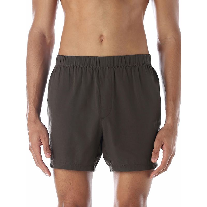 Jack & Jones Men Solid Regular Fit Dark Brown Boxer Shorts (S)