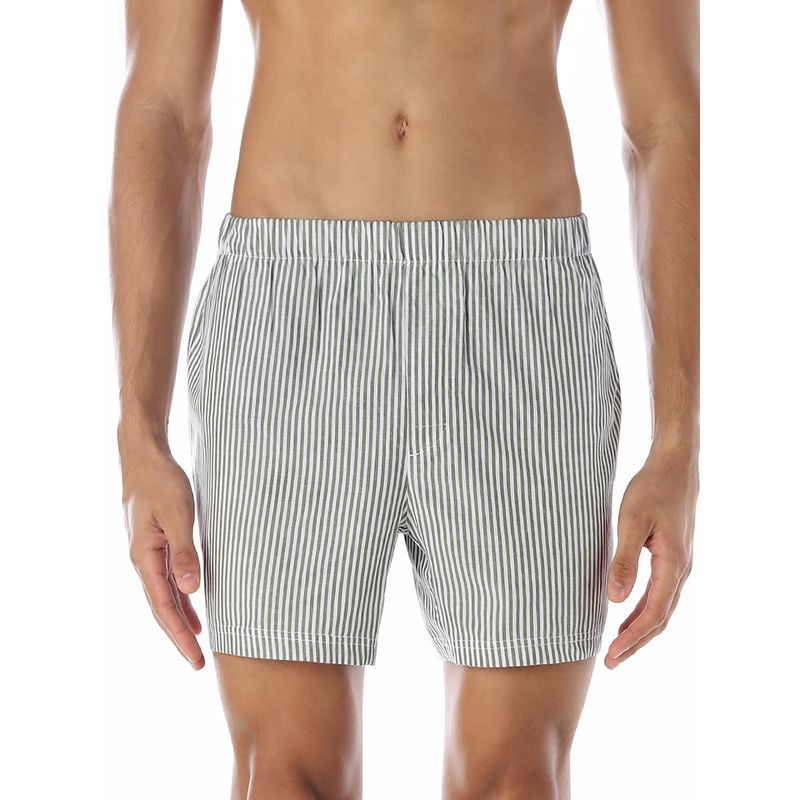 Jack & Jones Men Striped Regular Fit Grey Boxer Shorts (S)