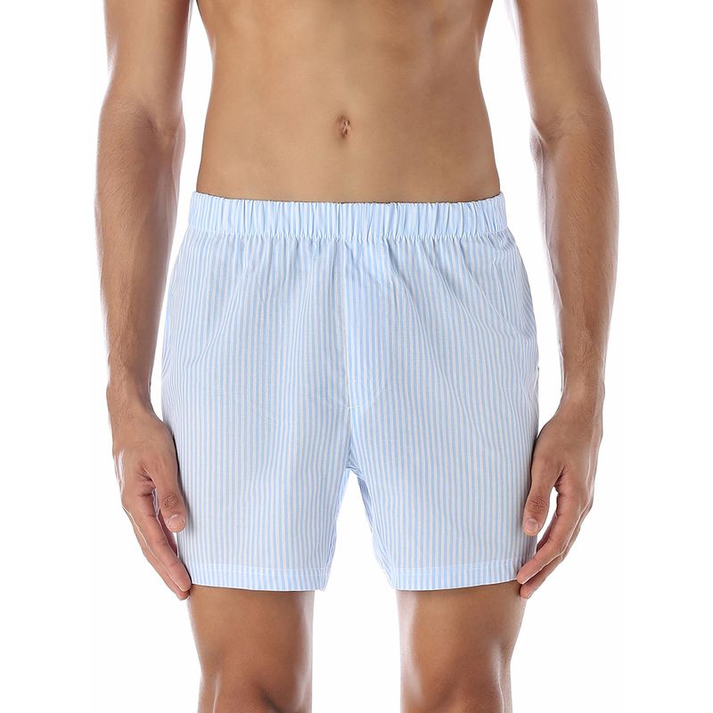 Jack & Jones Men Striped Regular Fit Light Blue Boxer Shorts (S)