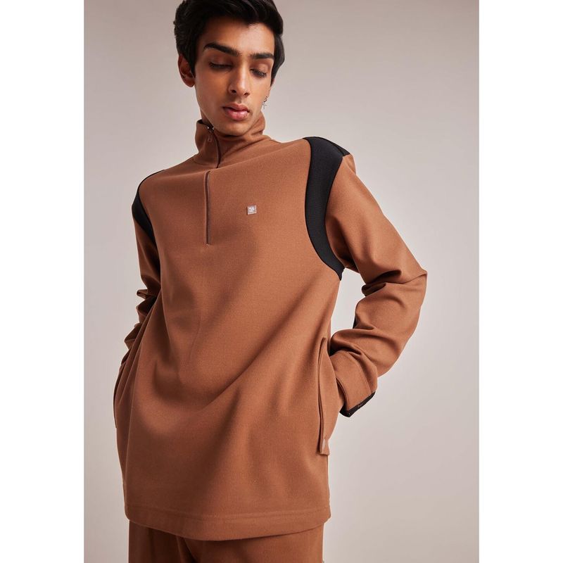 Muvazo Brown Polyester Sweatshirt (XS)