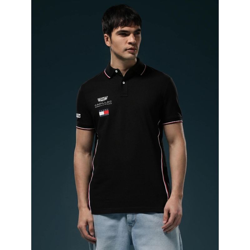 Tommy Hilfiger F1 Cadillac Solid Regular Fit Cotton Polo T-Shirt (XL)
