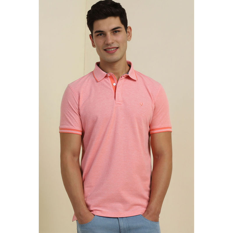 Allen Solly Men Pink Solid Polo Neck T-Shirt (L)