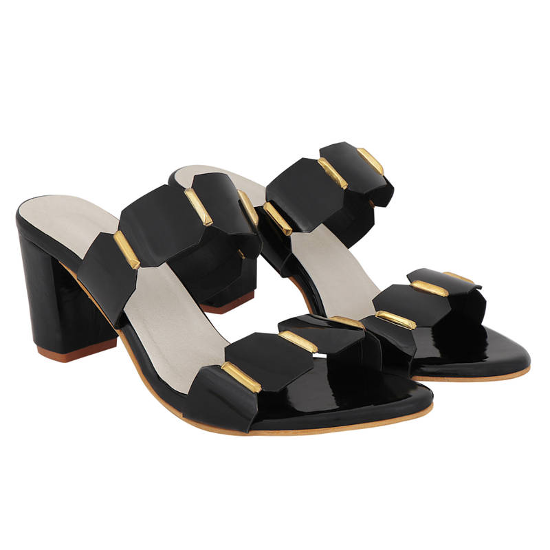 Shoetopia Women Black Solid Heels (EURO 38)