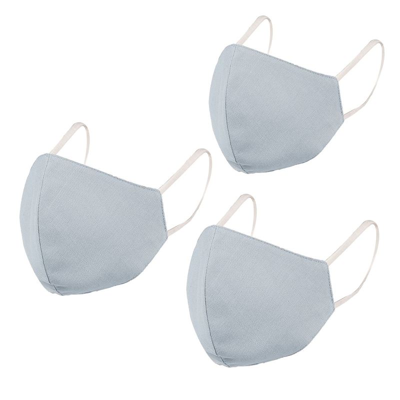 Toffcraft Triple Layer Cotton Linen Face Masks, Pack Of 3 Free Size