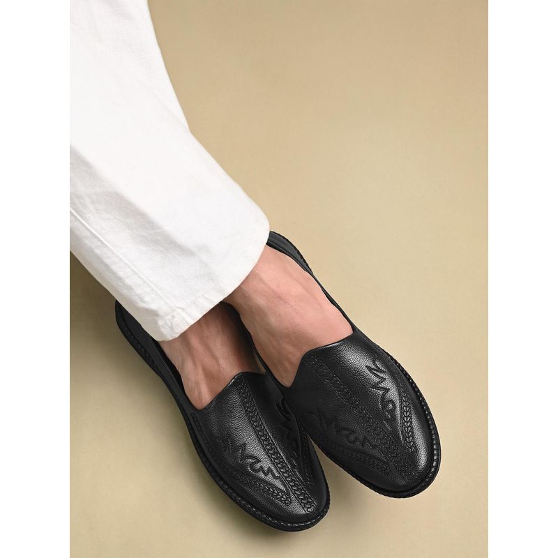 Louis Stitch Men Black Mojaris (UK 8)