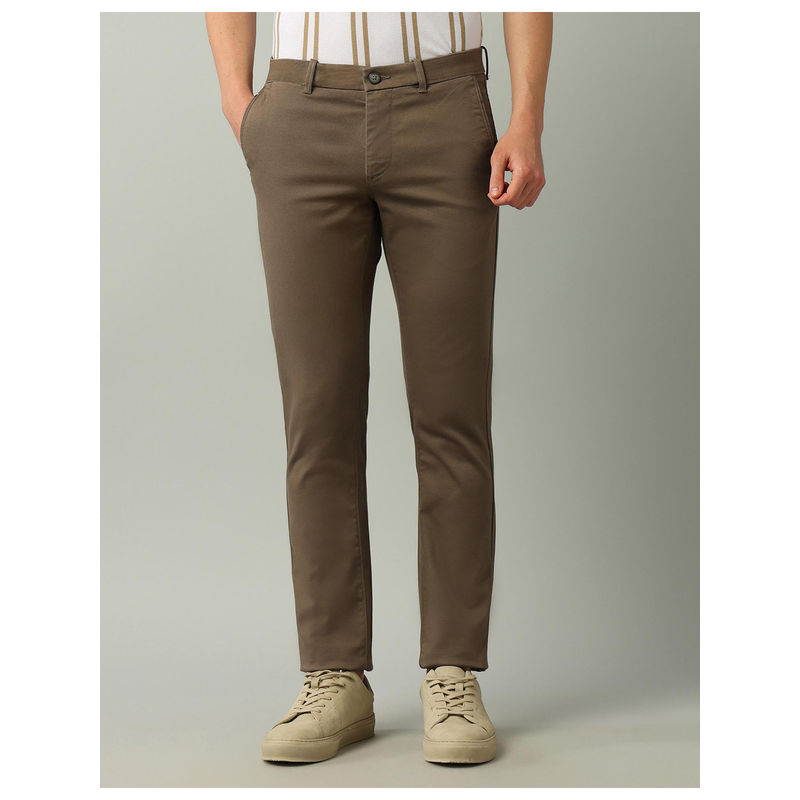 Arrow Sports Solid Brown Cotton Trouser (30)