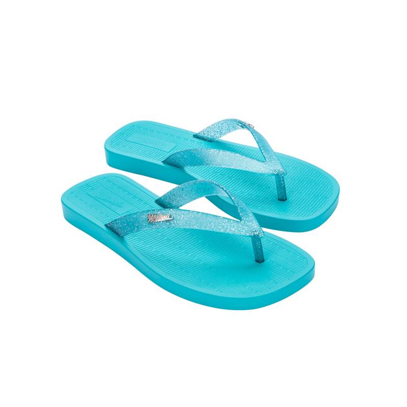 Melissa Sun Long Beach Ad Blue Gliter Solid Flipflops (UK 6)