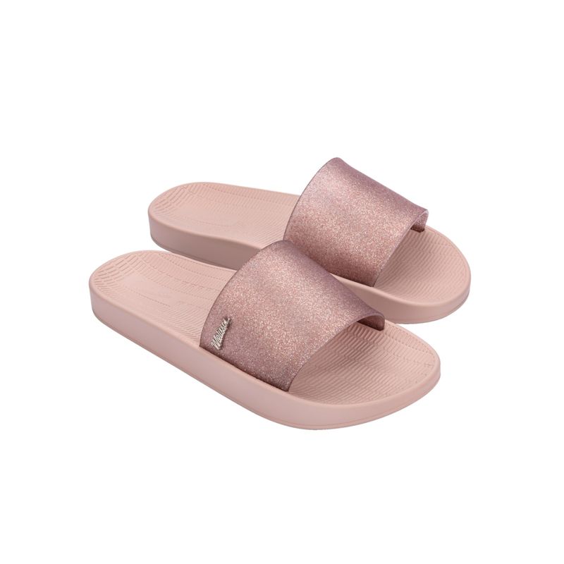Melissa Sun Sunset Ad Pink Clear Gliter Multicolor Pink Solid Sliders (UK 3)