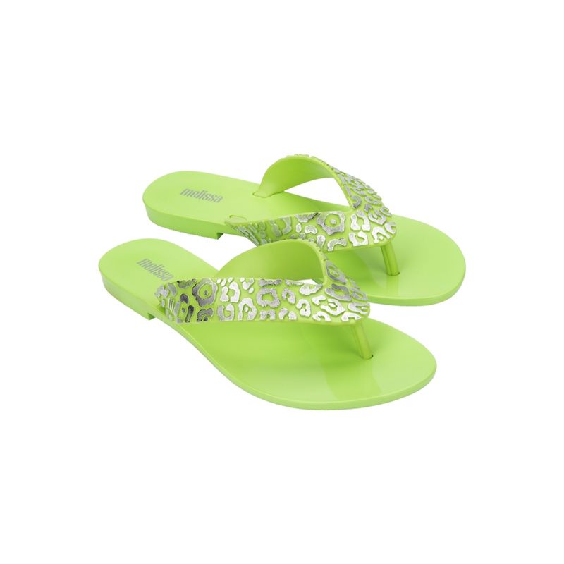 Melissa Savage Ad Green Silver Solid Flats (UK 3)