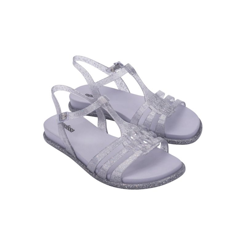 Melissa Party Ad Holographic Glitter Clear Lilac Rose Gold Solid Sandals (UK 3)