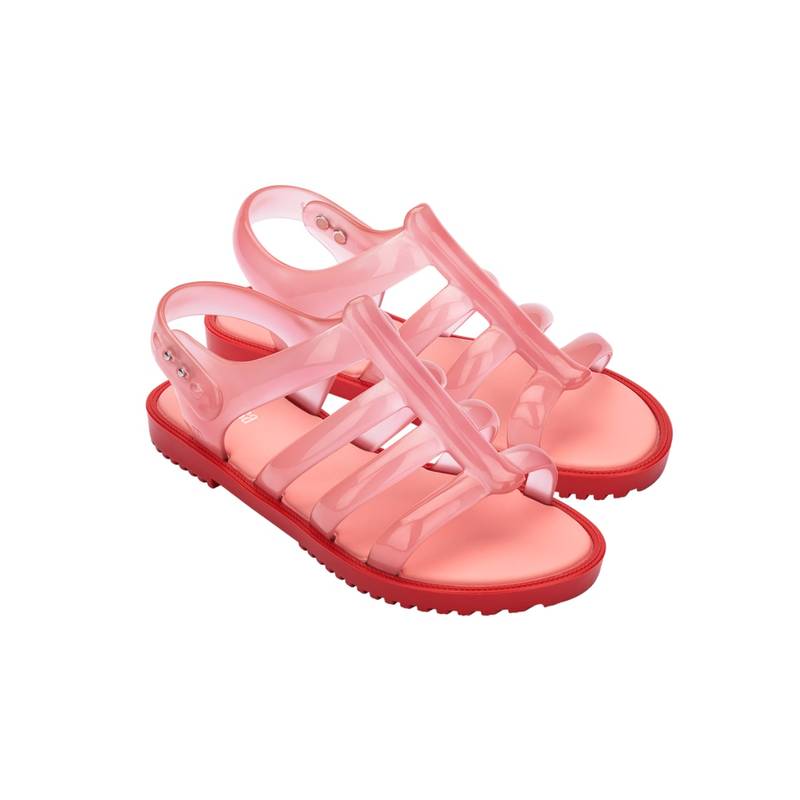 Melissa Flox Bubble Ad Pink and Red Solid Sandals (UK 3)
