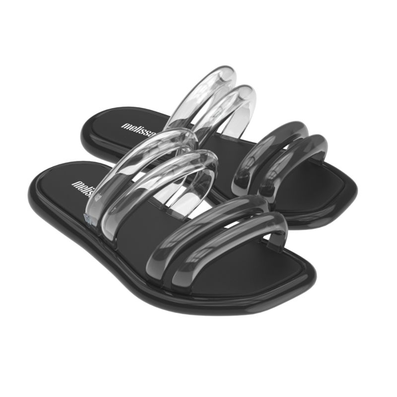 Melissa Airbubble Slide Ad Black Clear Black Solid Sliders (UK 4)