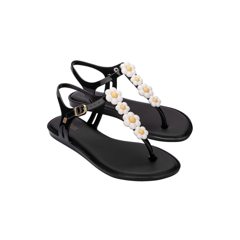 Melissa Solar Spring Ad White and Black Solid Flats (UK 3)