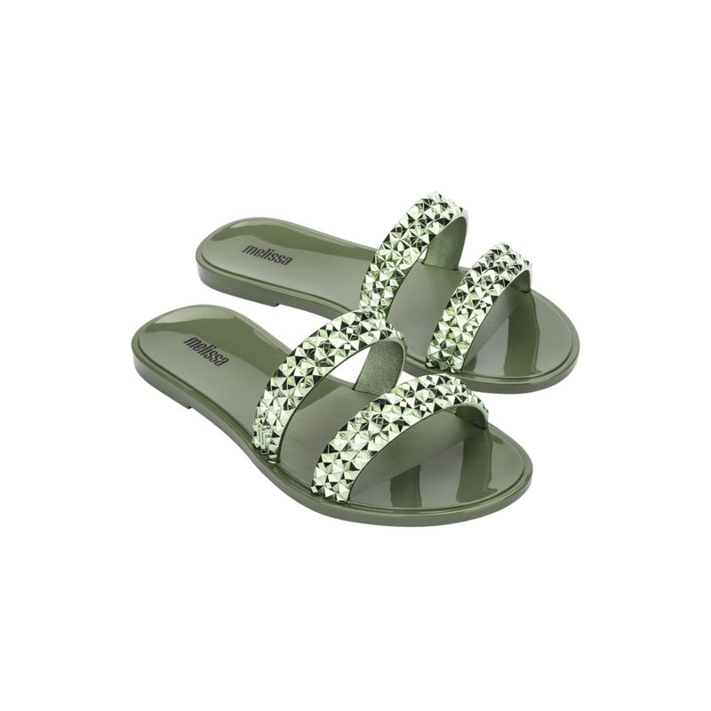 Melissa Bling Ad Green Metallic Solid Flats (UK 4)