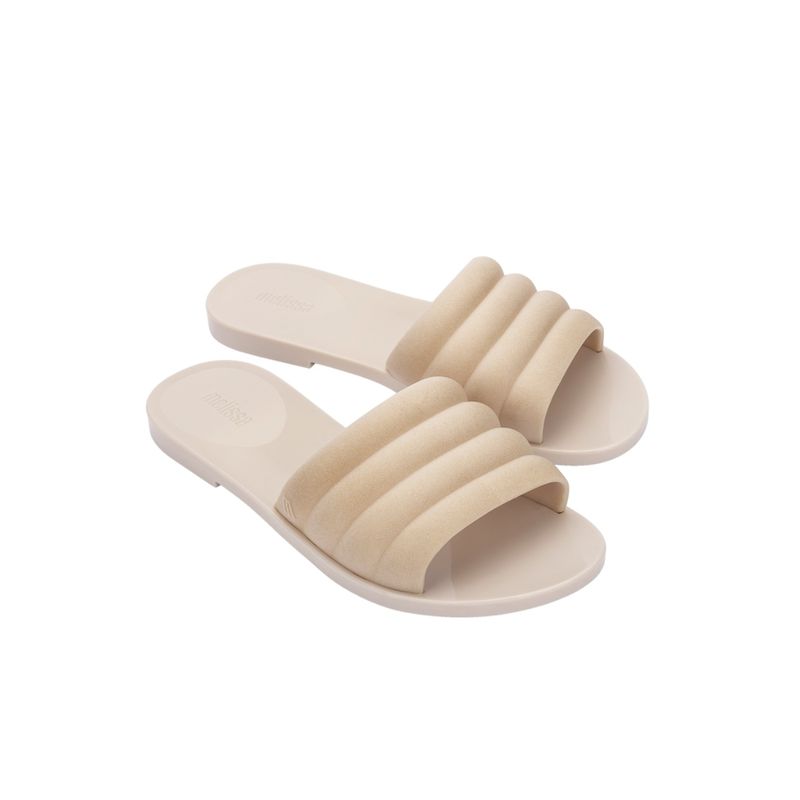 Melissa Bless Slide Ad Beige Beige Solid Sliders (UK 4)