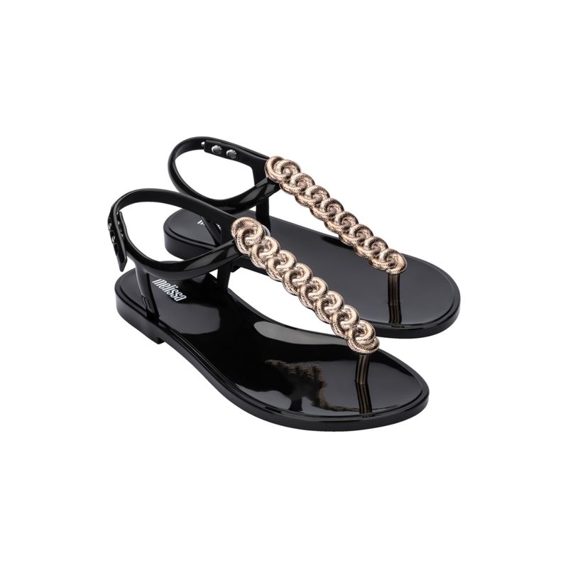 Melissa Strass Ad Gold Black Solid Flats (UK 4)