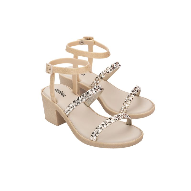 Melissa Glowing Heel Ad Gold Beige Solid Heels (UK 5)